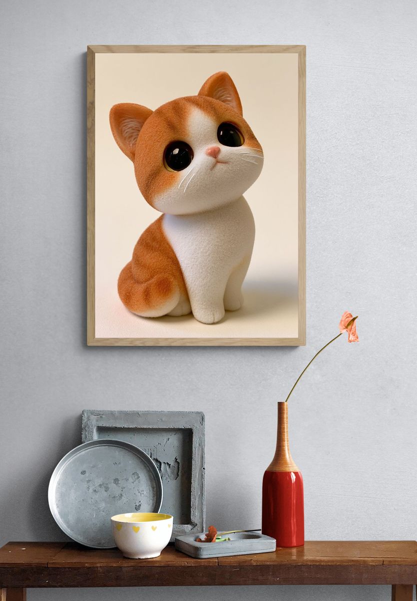 Cute Orange Cat Illustration Poster. — room view 3
