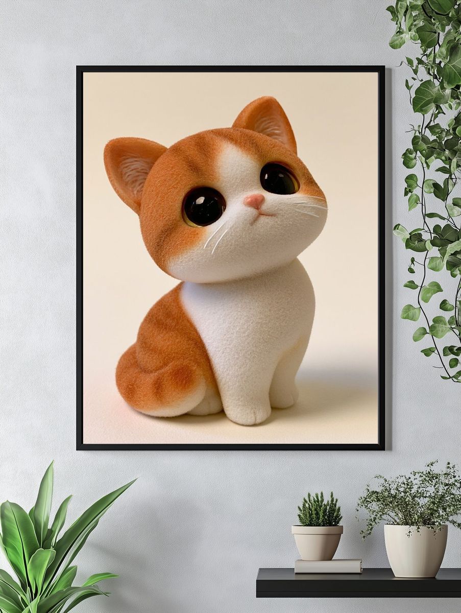 Cute Orange Cat Illustration Poster. — room view 4