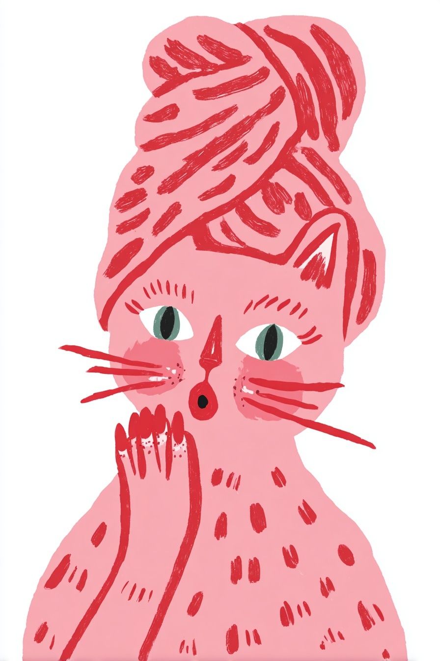 Whimsical Cat Illustration Poster. poster detail