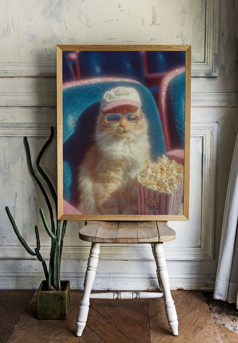 Cool Cat Cinema Portrait Poster. — room view 1