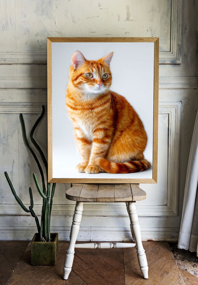 Orange Tabby Cat Portrait Poster. — room view 1