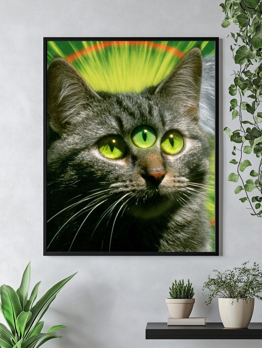 Three-Eyed Cat Illustration Poster. — room view 4