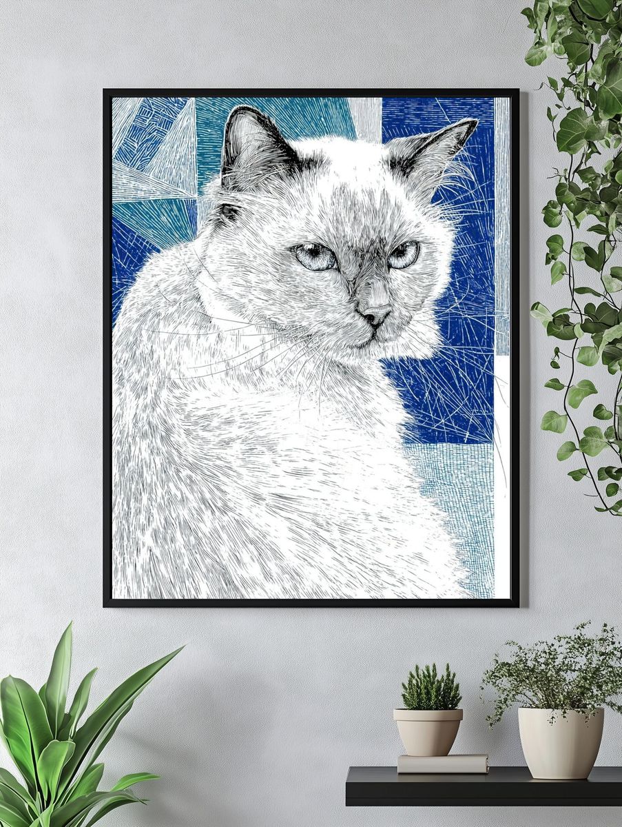 Cat Portrait — Line Art Print. — room view 4