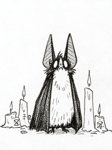 Cat and Candles Ink Poster. poster — animals art
