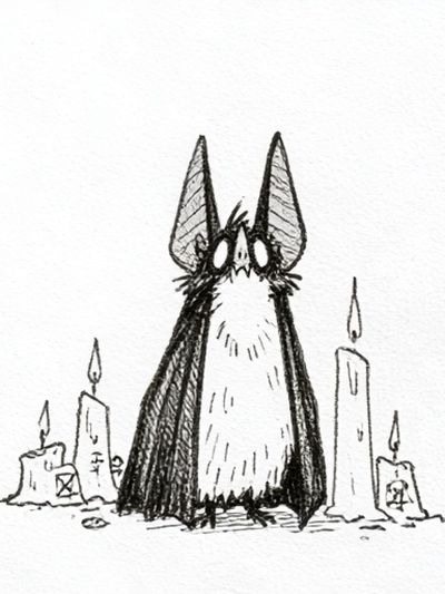 Cat and Candles Ink Poster. poster