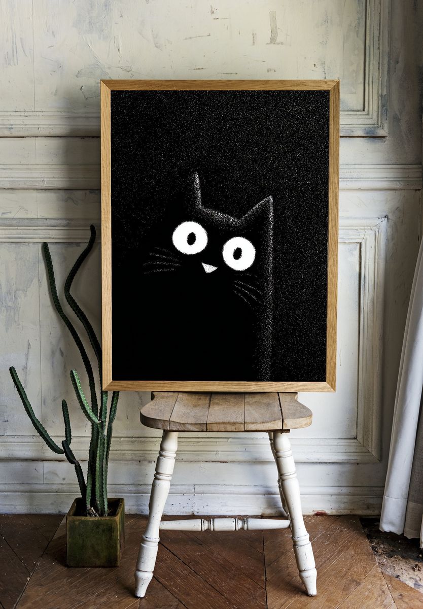 Black Cat Minimalist Print. — room view 1