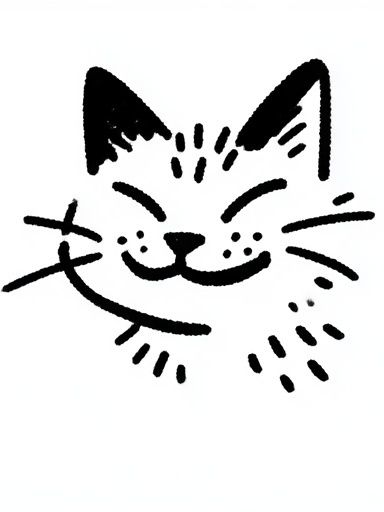 Smiling Cat Line Art Poster. poster detail