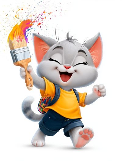 Happy Cat Paint Splash Poster. poster