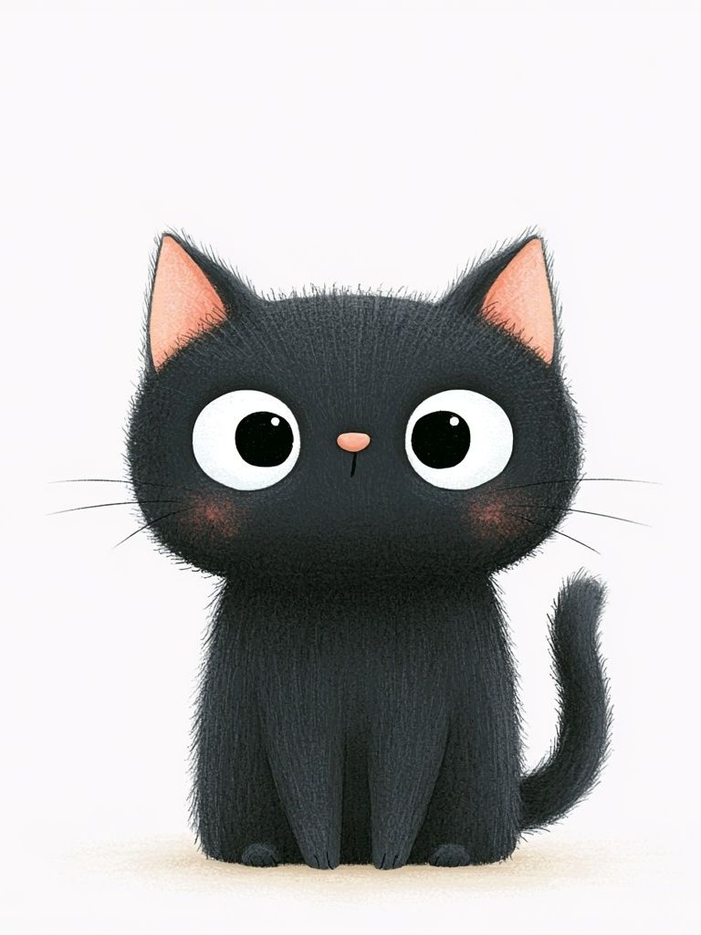 Cute Black Cat Illustration Poster. poster detail