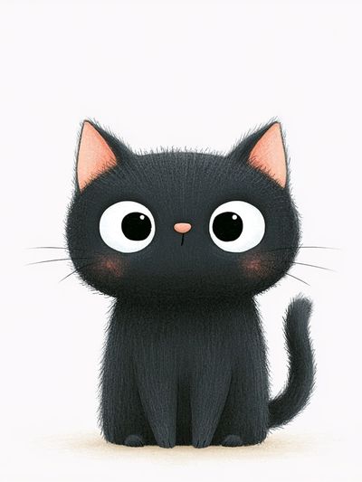 Cute Black Cat Illustration Poster. poster