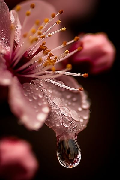 Cherry Blossom Dew Macro Print. poster print