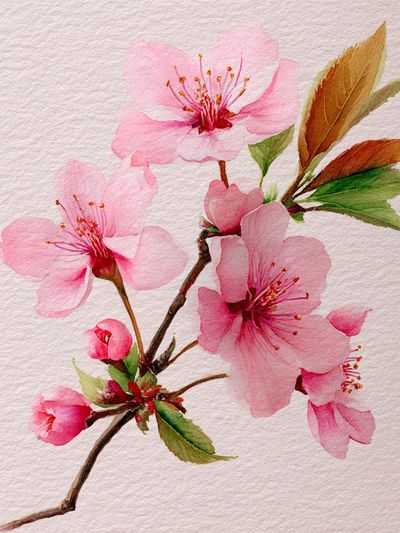Cherry Blossom Watercolor Poster.