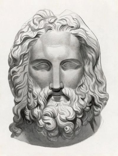 Antique Bearded Head John Flaxman. poster print