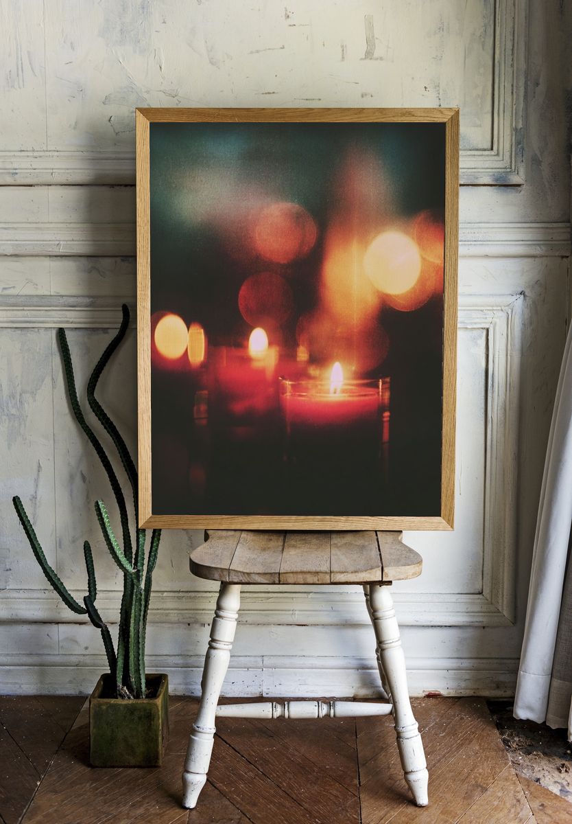Candlelight Bokeh Photography Poster. — room view 1