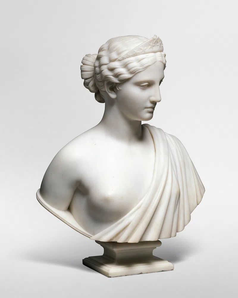 Nude woman sculpture showing America. poster — photography art