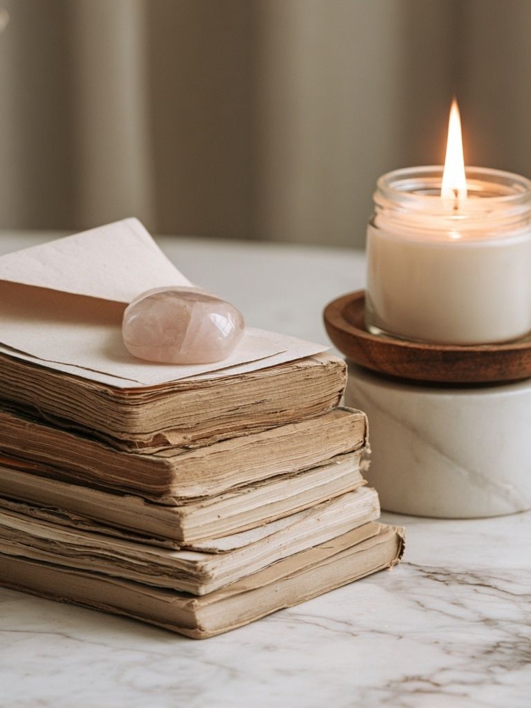 Candle and Books Still Life Print. poster — photography art