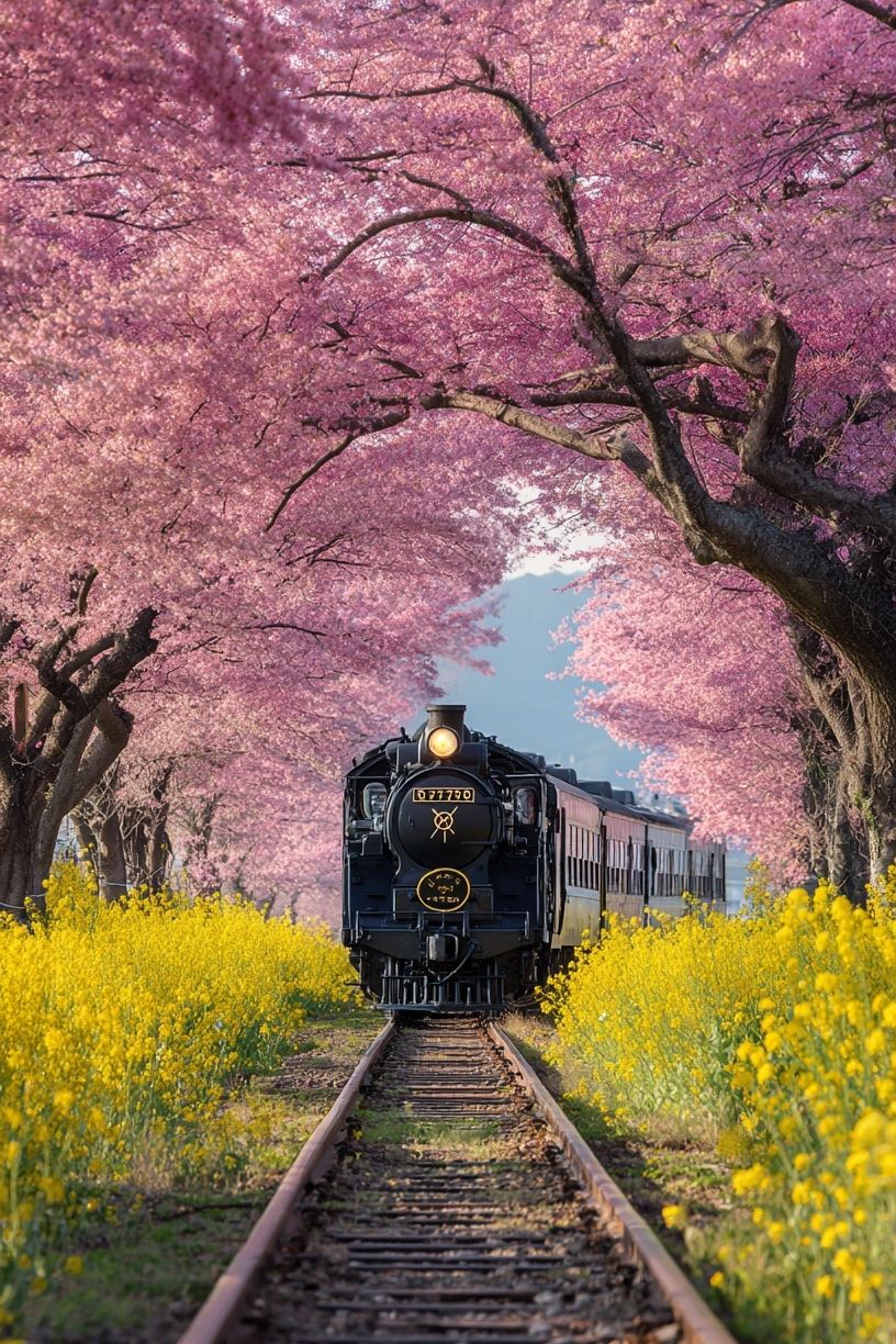 Cherry Blossom Train — Photography Print. poster — photography art