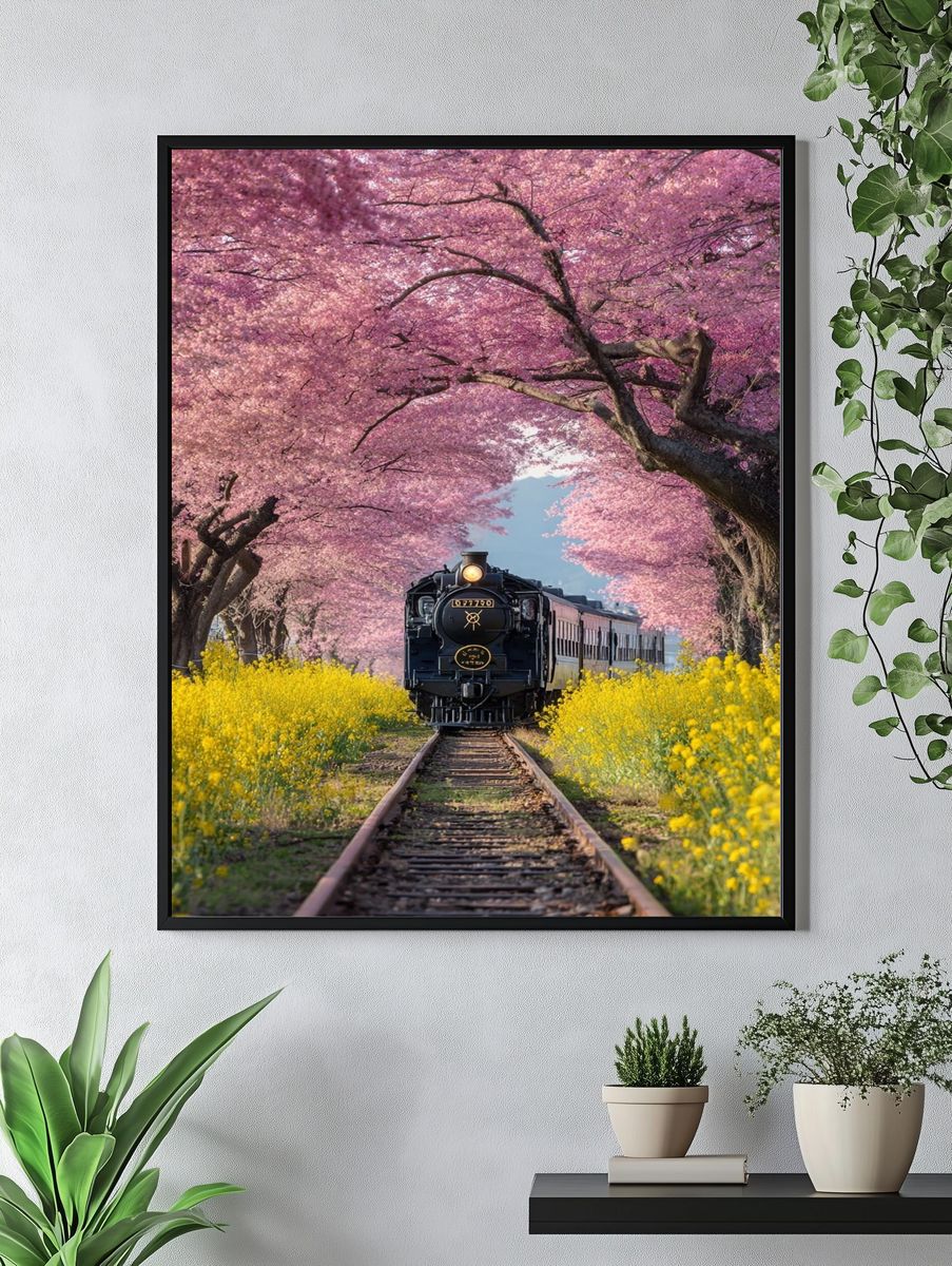 Cherry Blossom Train — Photography Print. — room view 4