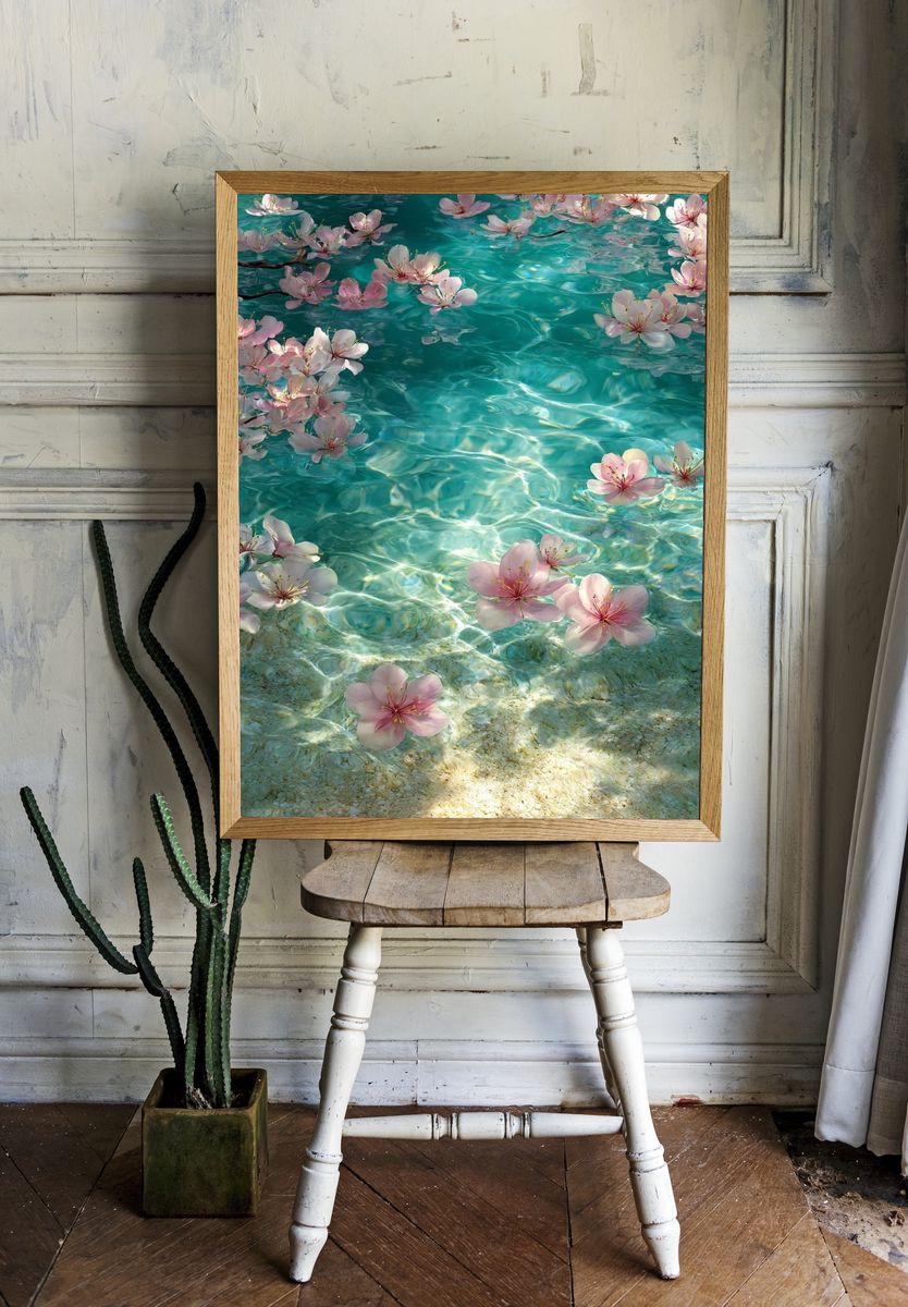 Cherry Blossom Water Reflection Poster room preview