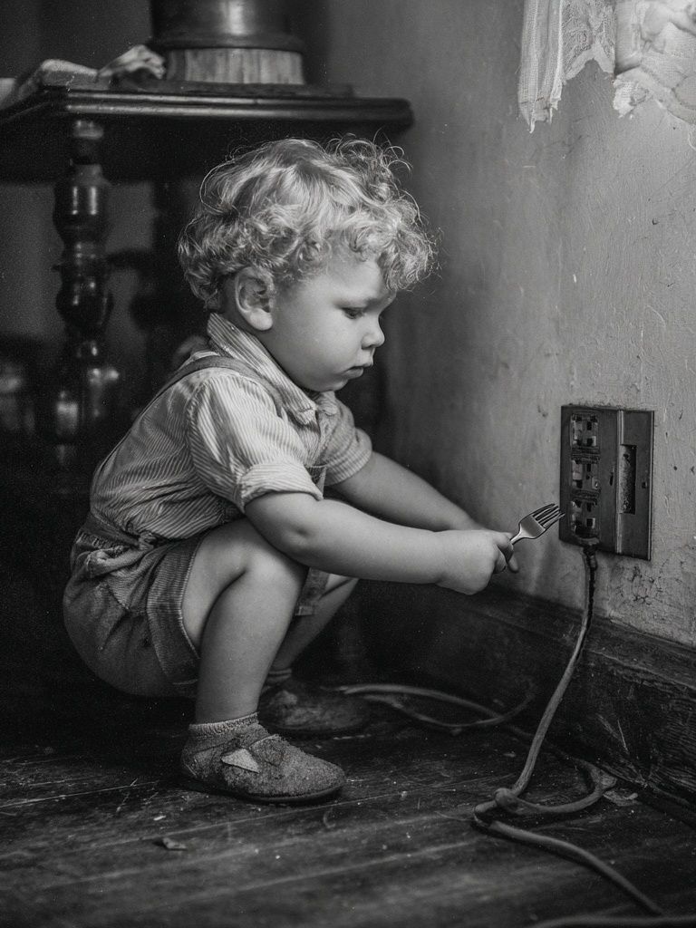 Curious Child — Black-White Print. poster — photography art