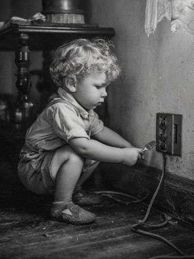 Curious Child — Black-White Print. poster print