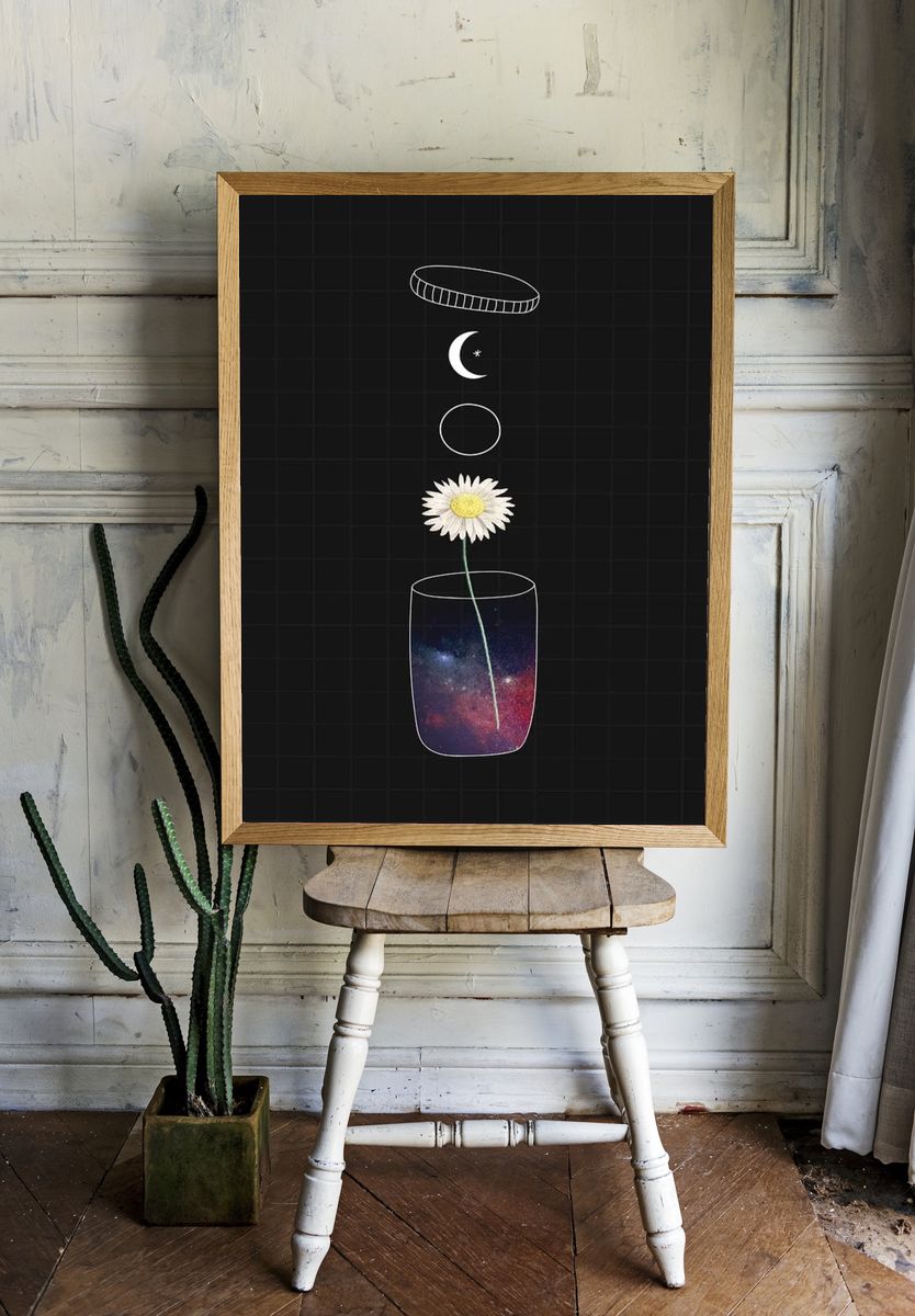 Cosmic Daisy — Illustration Print room preview