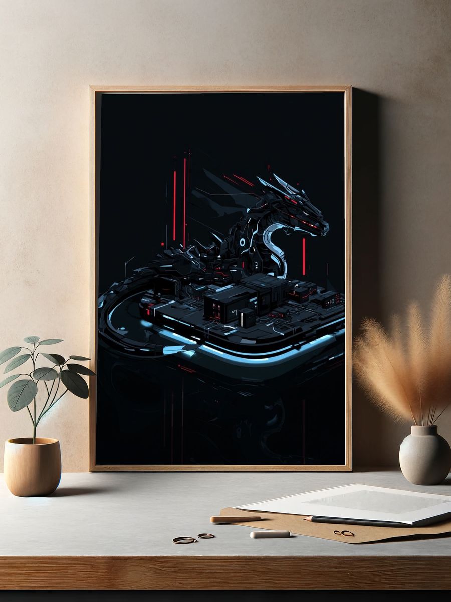 Cyber Dragon Neon Print. — room view 2