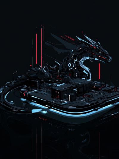 Cyber Dragon Neon Print. poster
