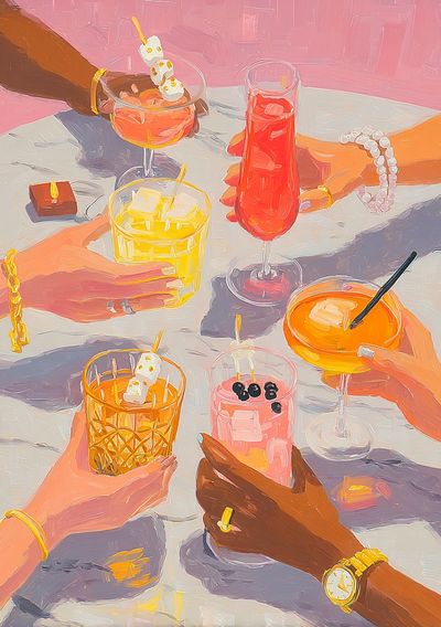 Colorful Cocktails Gathering — Illustration Print. poster print