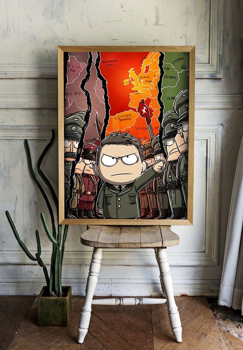 Cartoon Dictator — Illustration Print. room preview