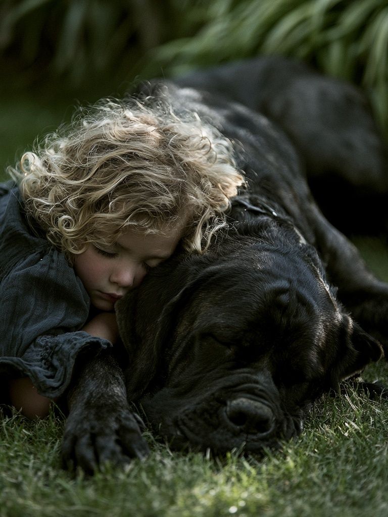 Child and Dog Portrait Poster. poster — photography art