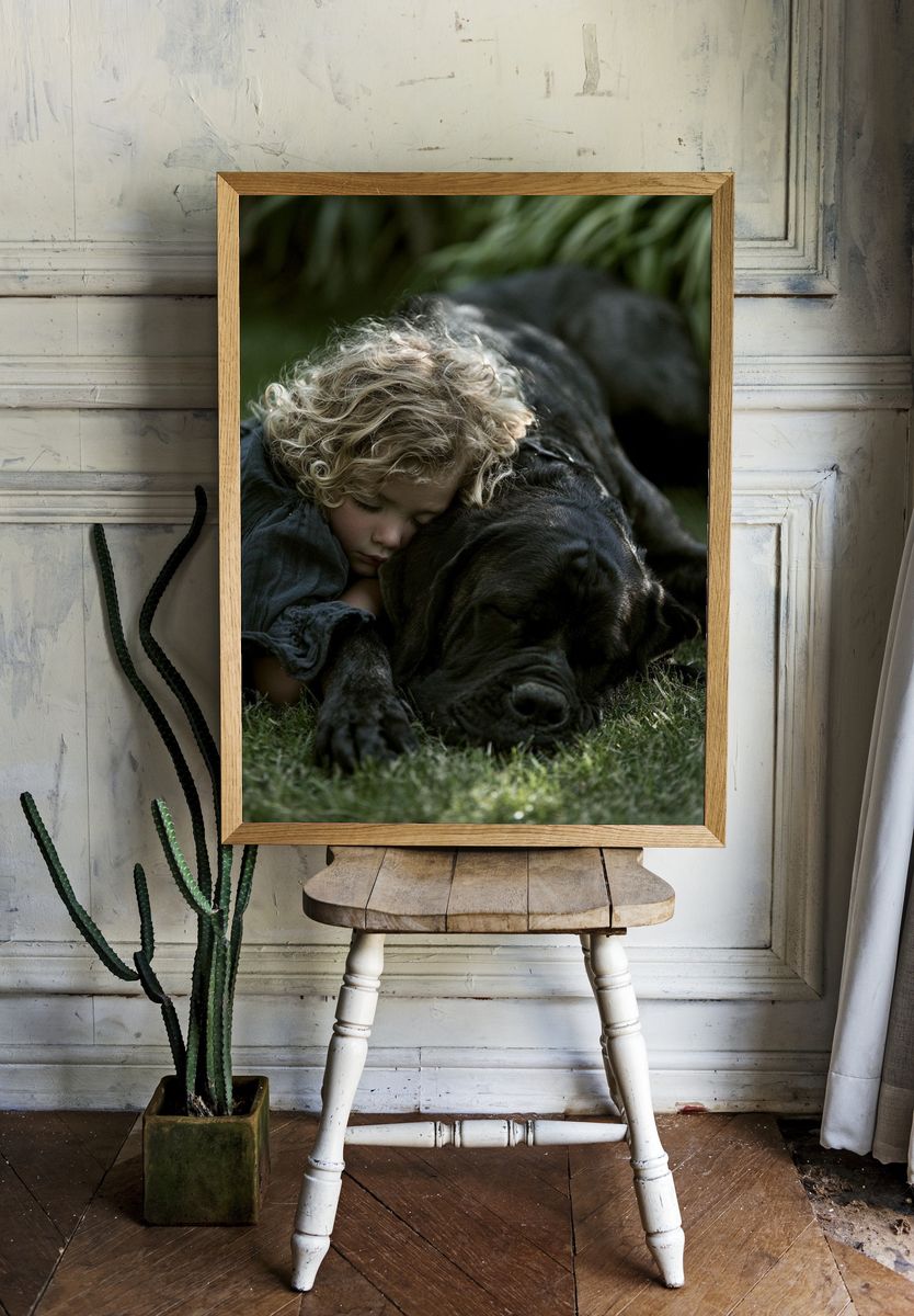 Child and Dog Portrait Poster. — room view 1
