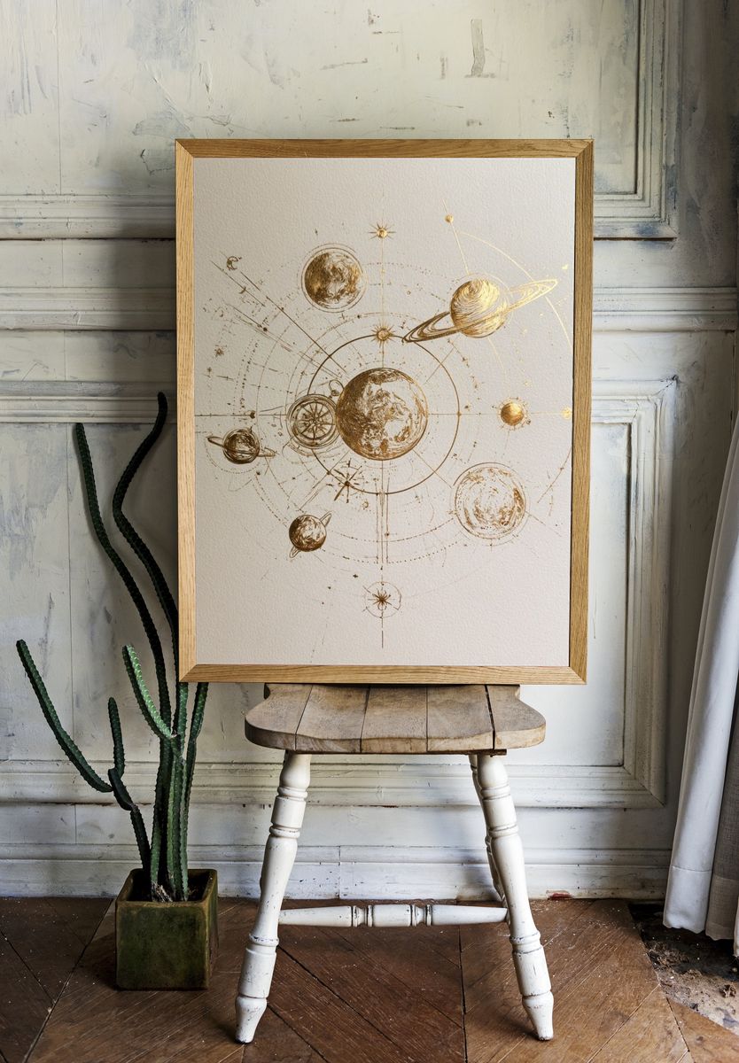 Celestial Orbit Illustration Poster. — room view 1