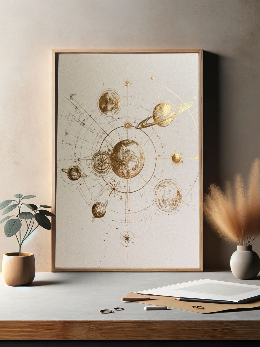 Celestial Orbit Illustration Poster. — room view 2
