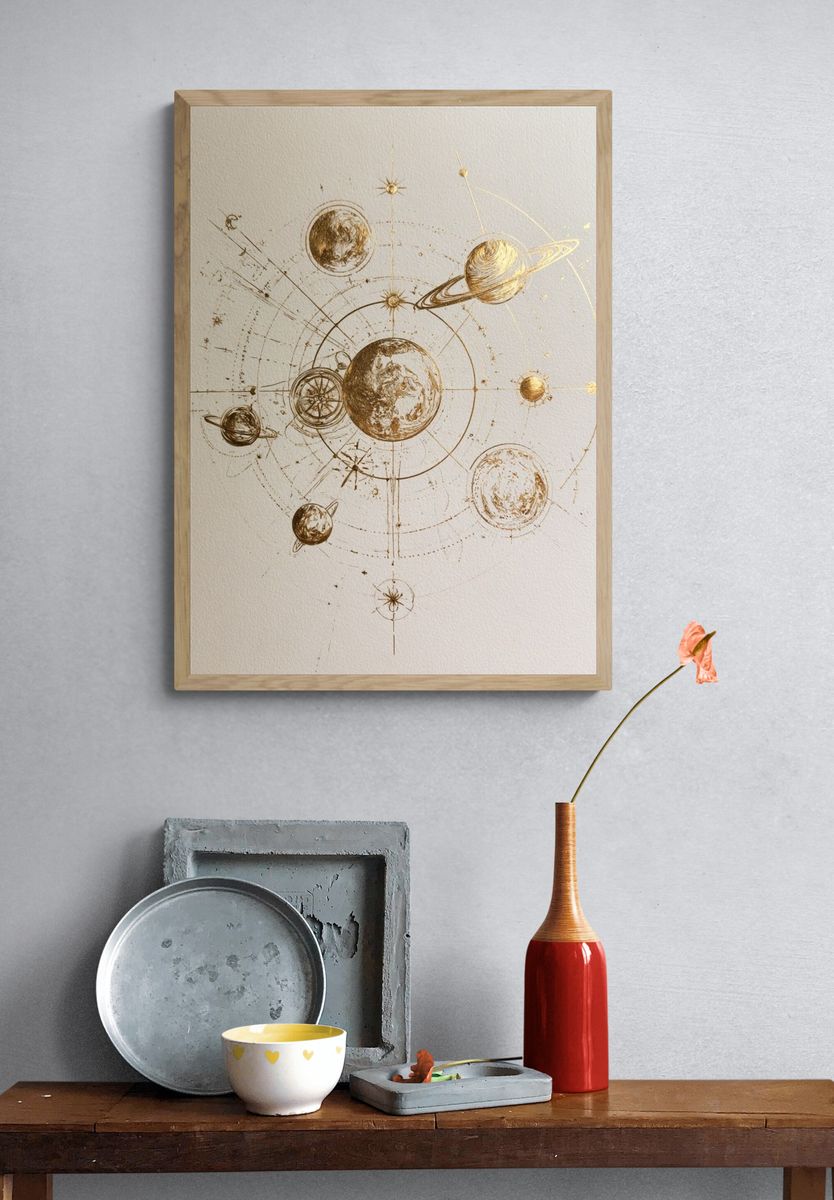 Celestial Orbit Illustration Poster. — room view 3