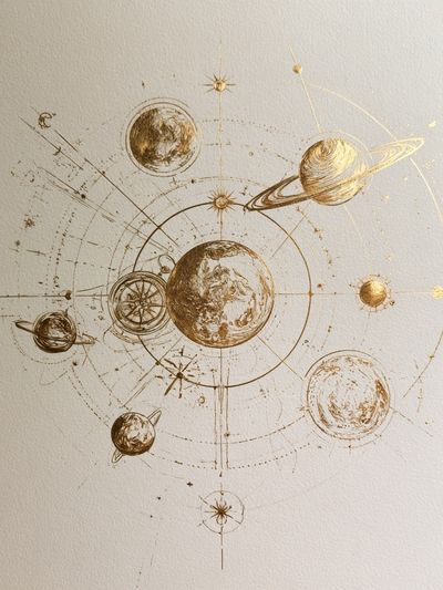 Celestial Orbit Illustration Poster. poster