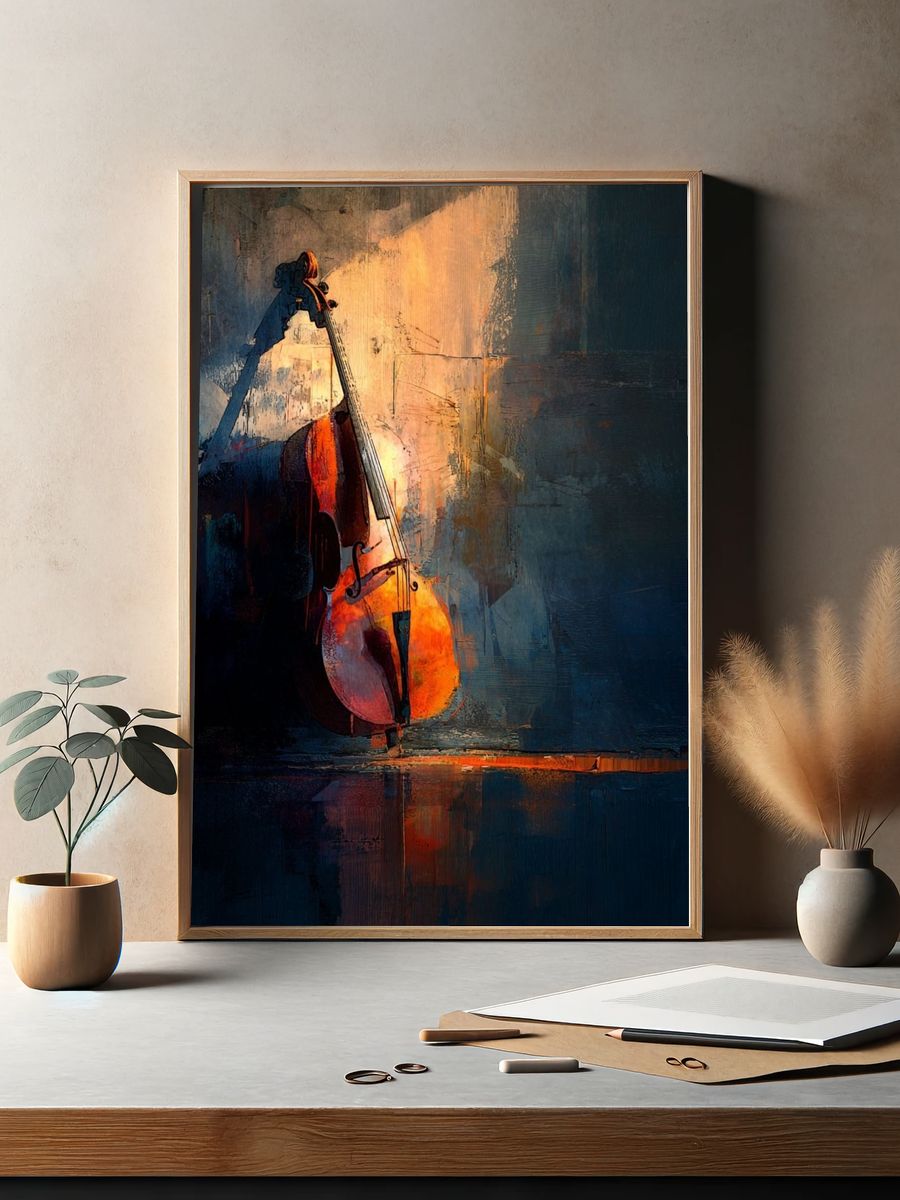 Cello in Light — Fine Art Print. — room view 2