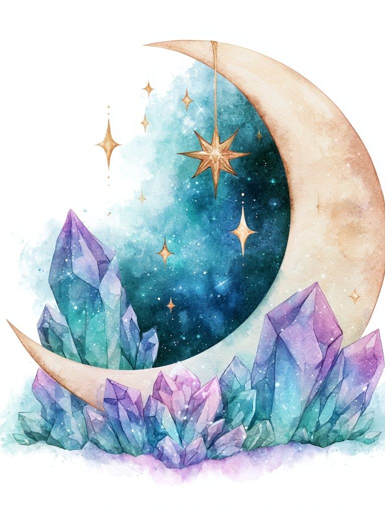 Celestial Crystal Moon Poster. poster detail