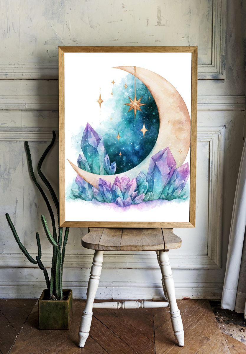 Celestial Crystal Moon Poster. — room view 1