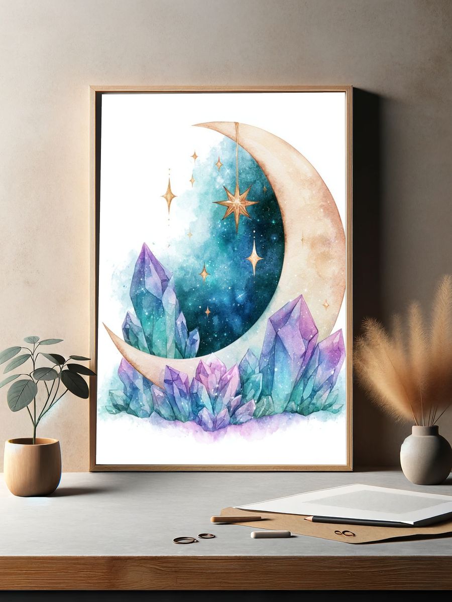 Celestial Crystal Moon Poster. — room view 2