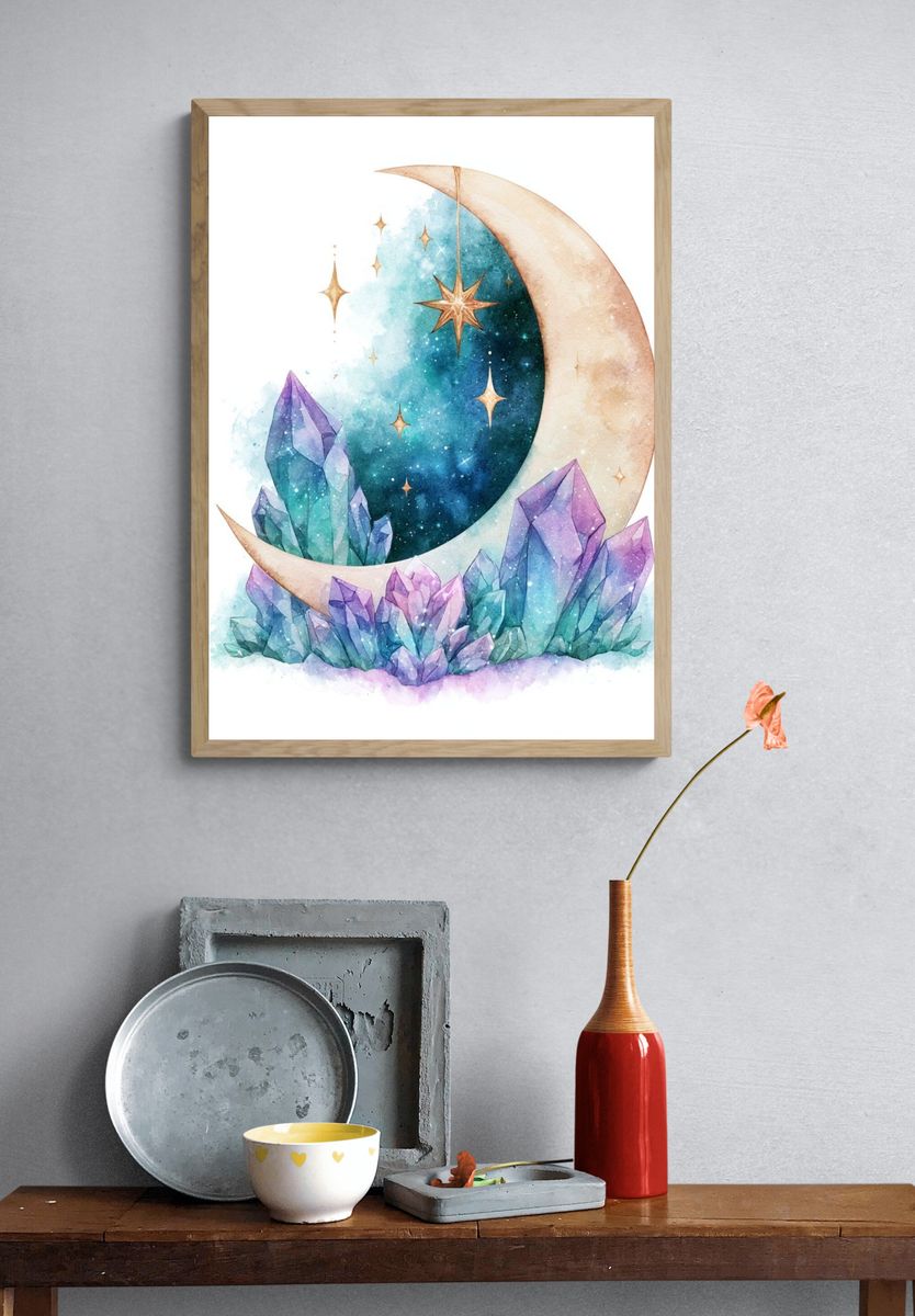 Celestial Crystal Moon Poster. — room view 3