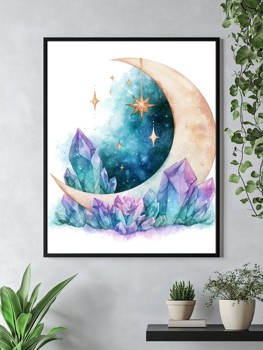 Celestial Crystal Moon Poster. — room view 4