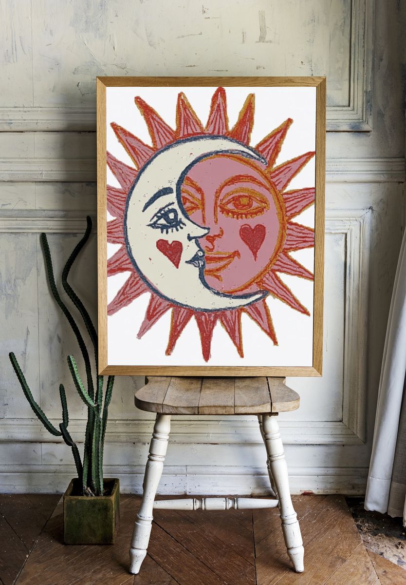 Celestial Sun and Moon Print room preview