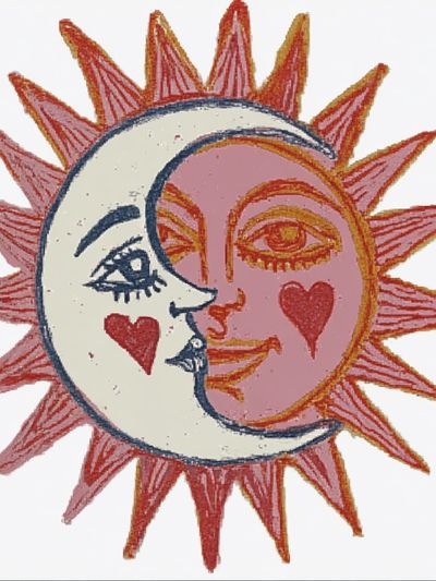 Celestial Sun and Moon Print. poster print