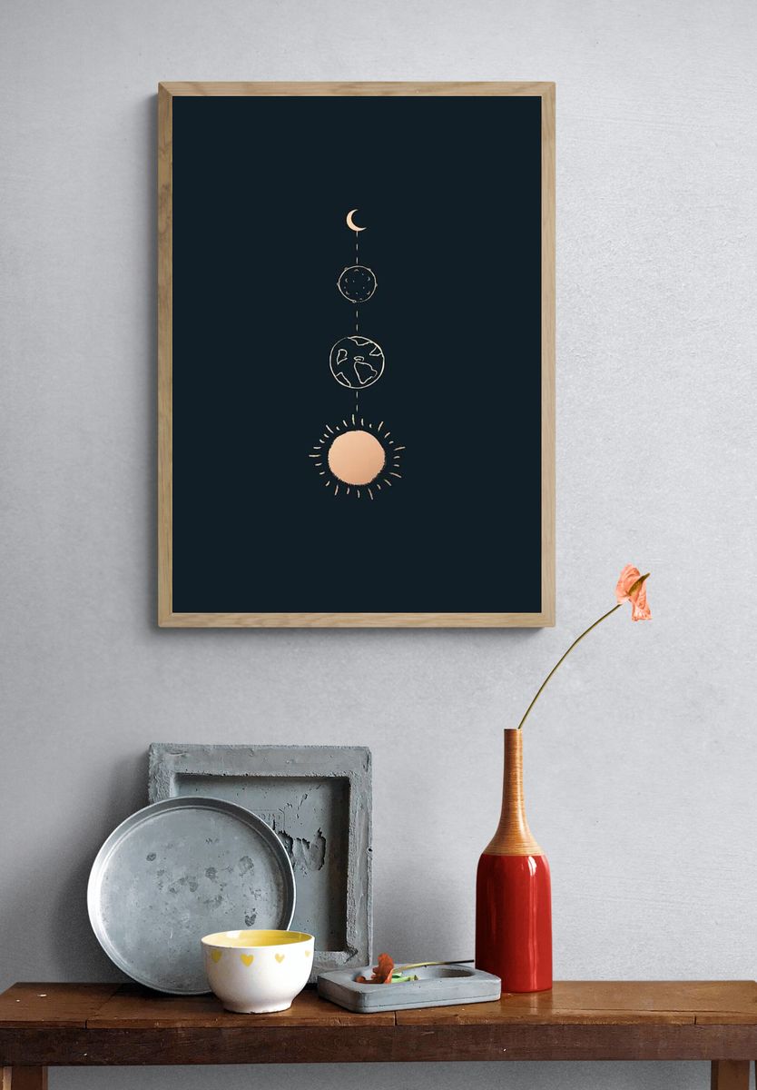 Celestial Bodies Minimalist Poster. — room view 3