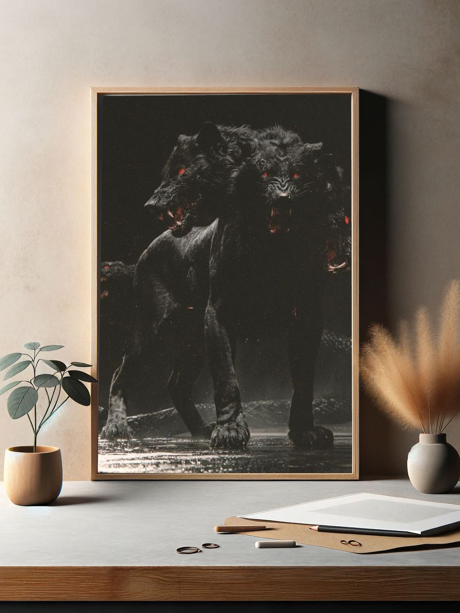 Three-Headed Cerberus Dark Print. — room view 2