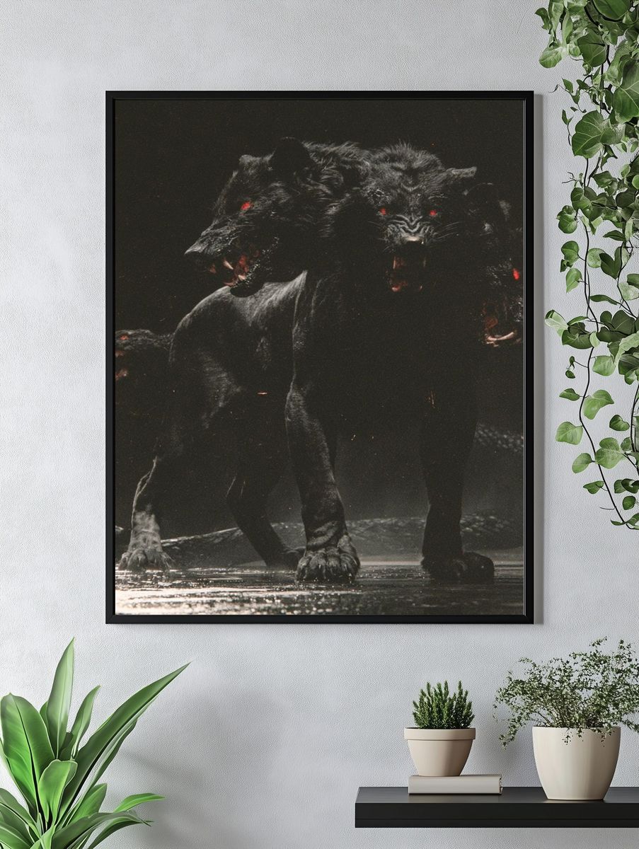 Three-Headed Cerberus Dark Print. — room view 4