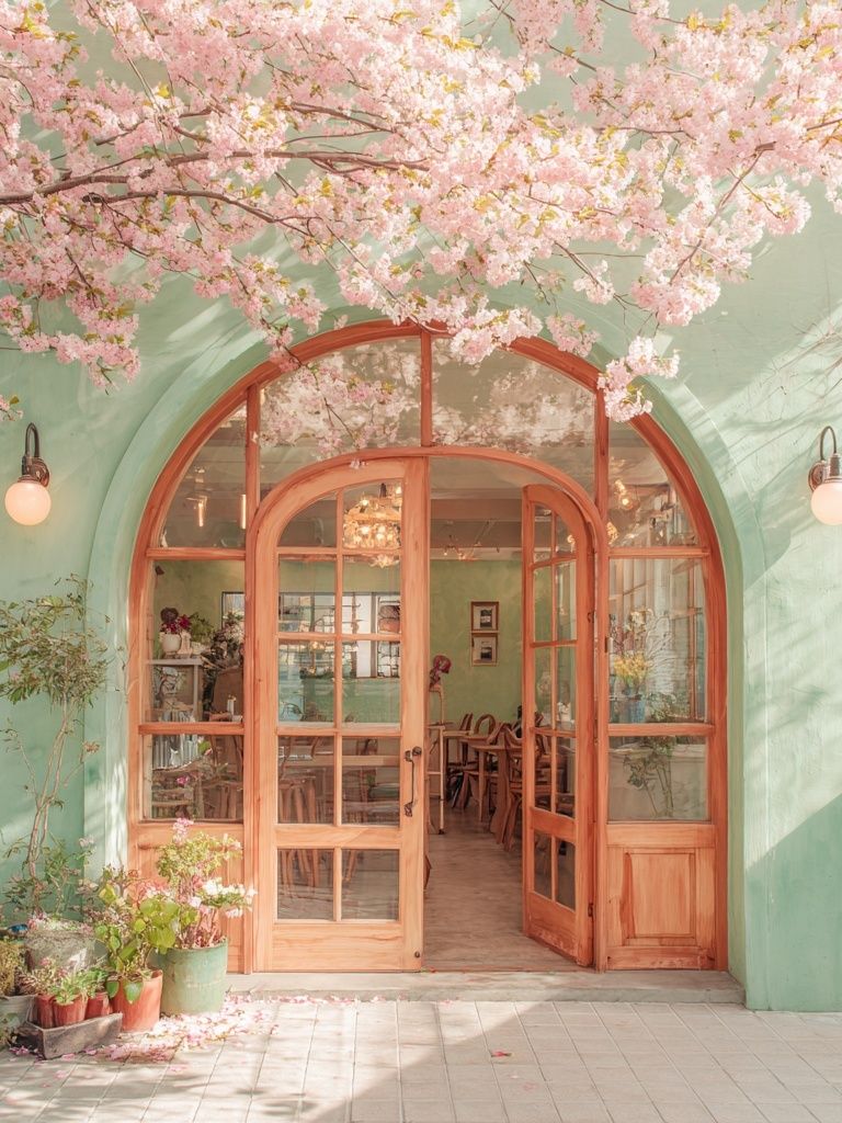 Charming Café Entrance — Photography Print. poster detail