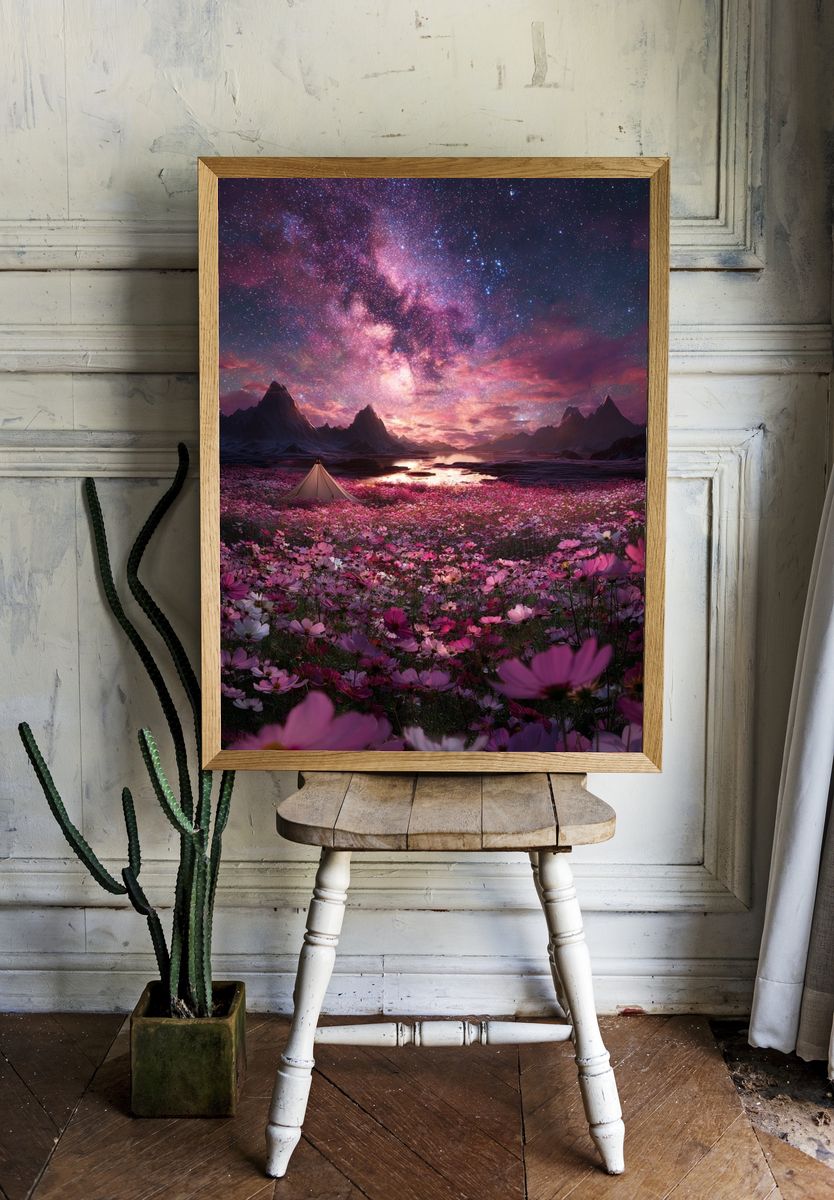 Cosmic Flower Field — Fantasy Print. — room view 1