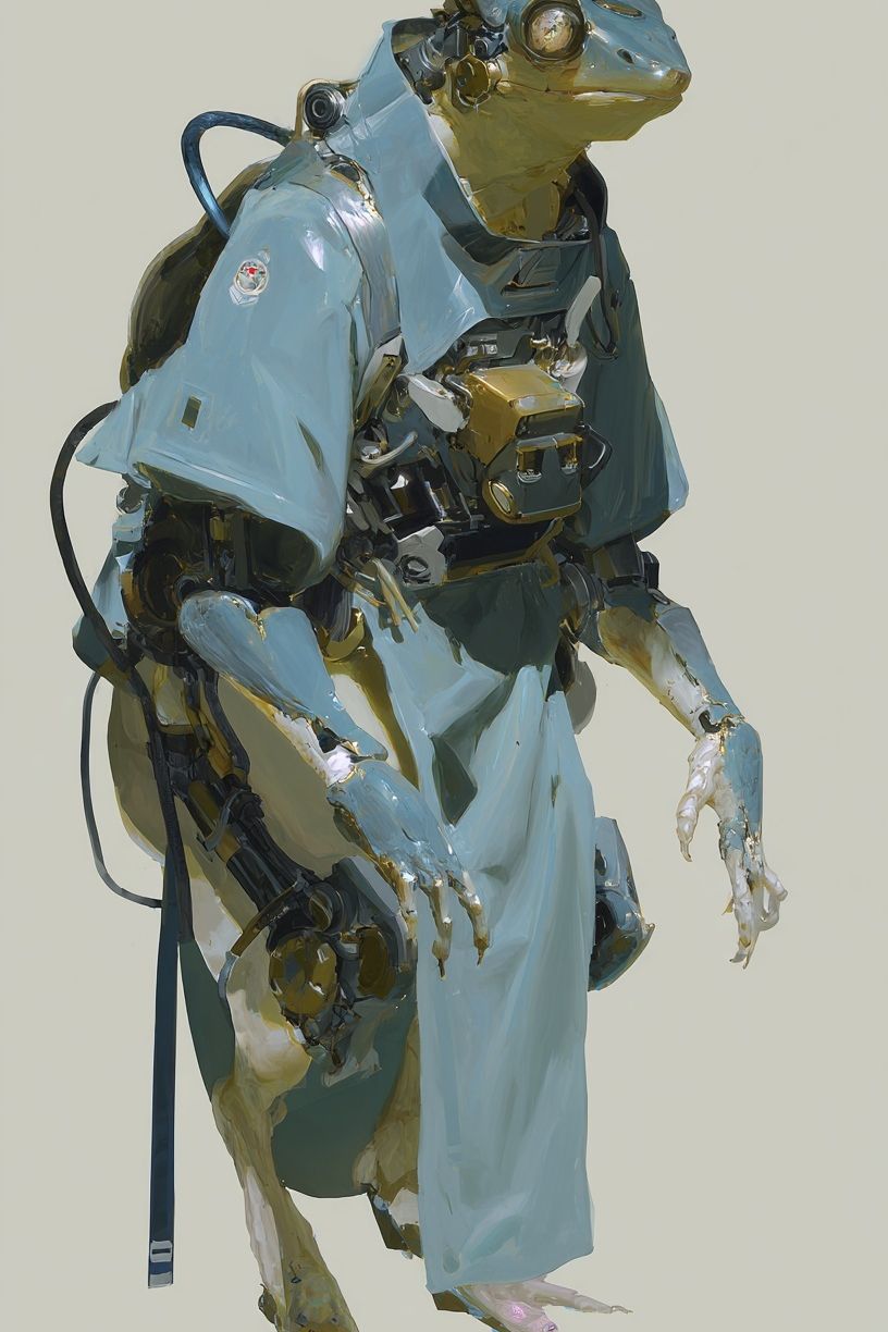 Cybernetic Frog Portrait Print. poster — fine-art art